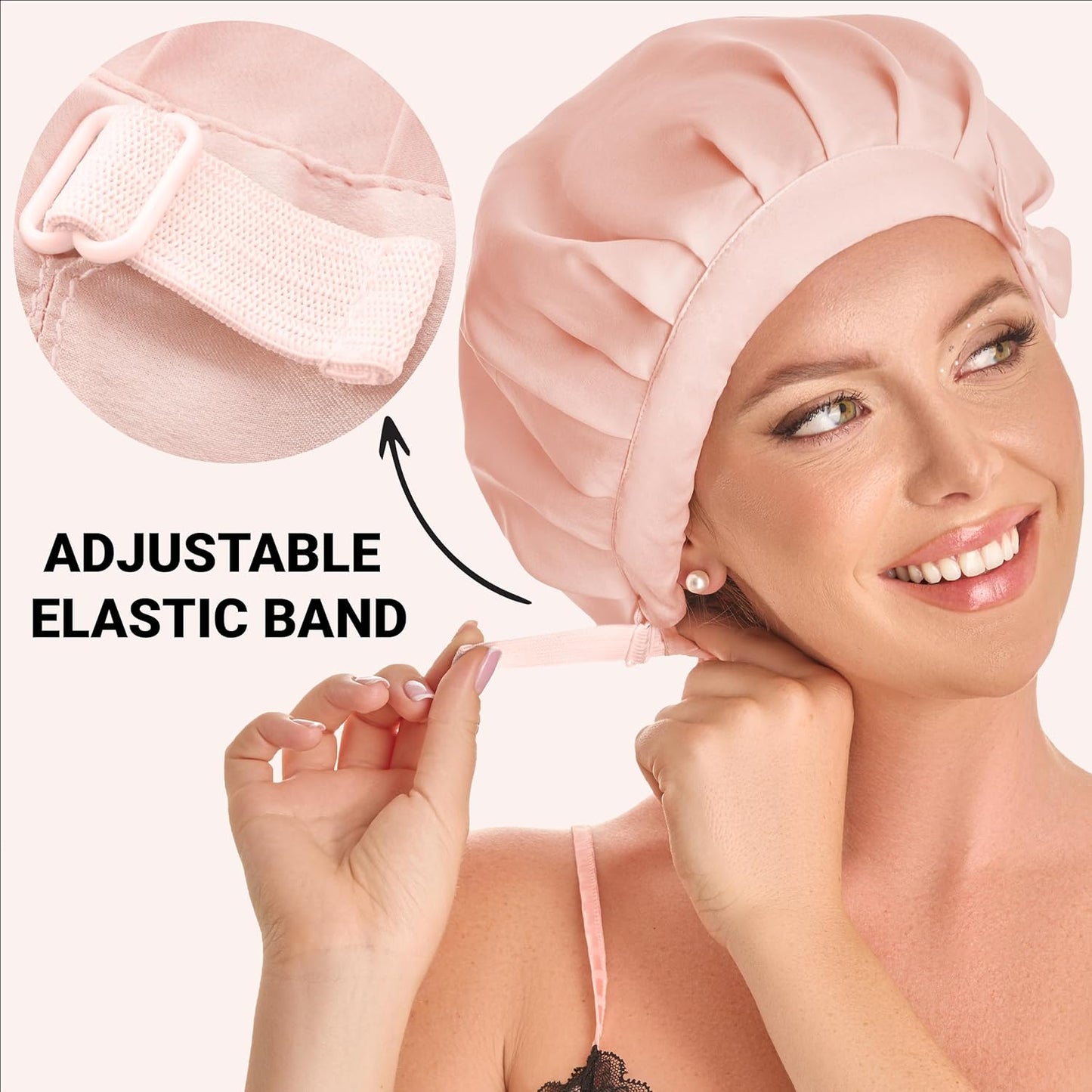 Silk Bonnets - 100% Mulberry Silk Sleep Cap - Adjustable elastic band