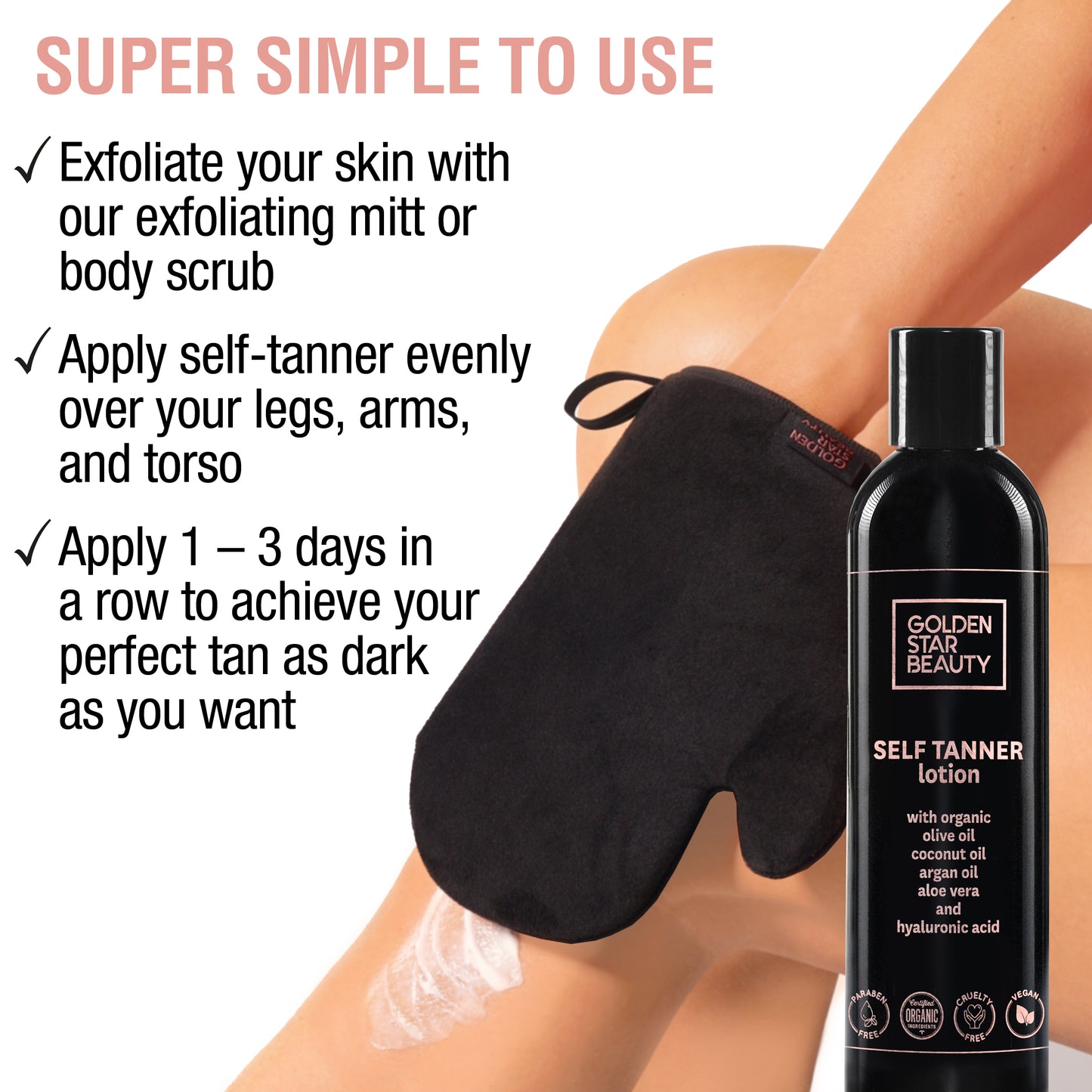 Self Tanner Lotion & Self Tanning Mitt Kit